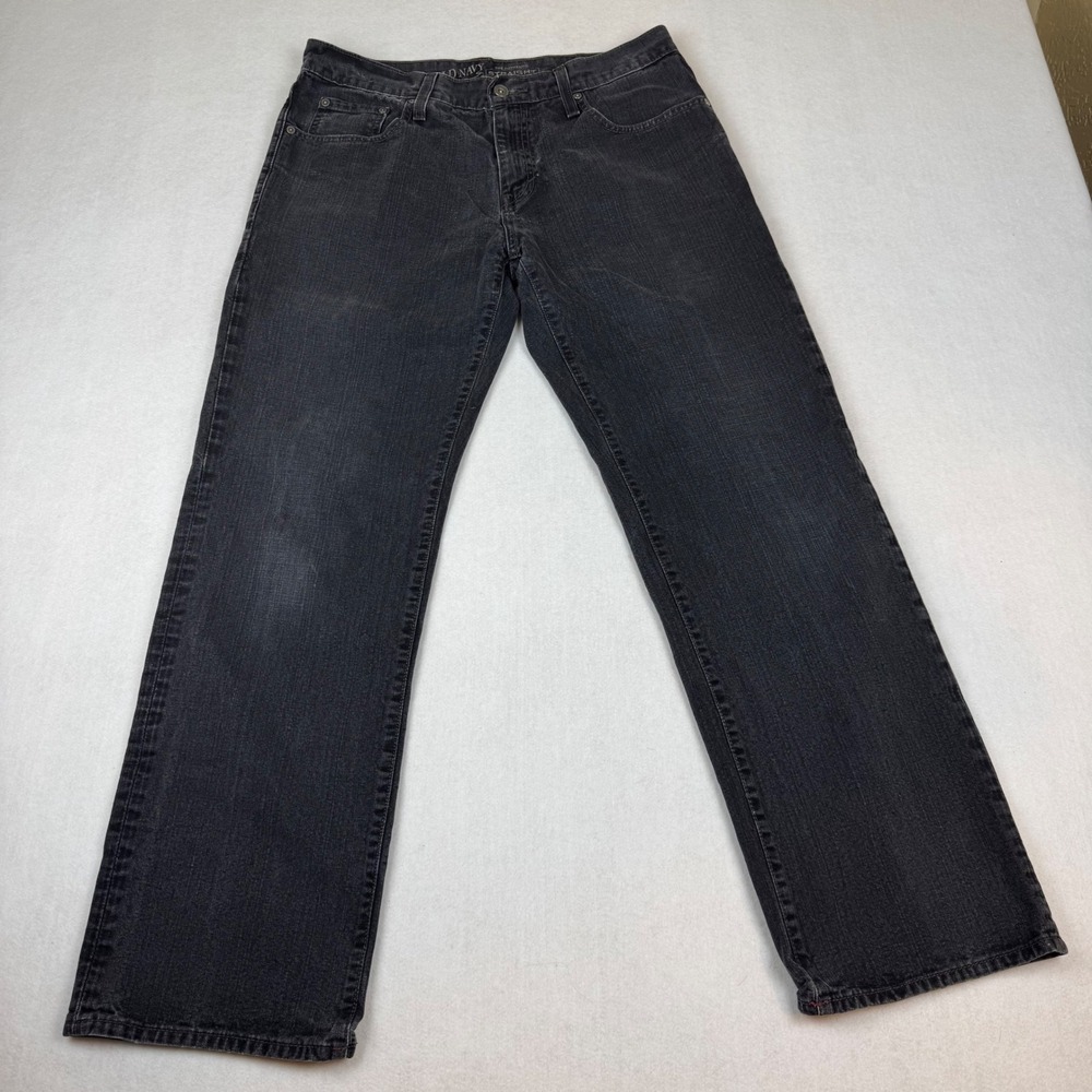 Old Navy Authentic Straight Leg Jeans Mens 33x32 Faded Black Cotton Denim